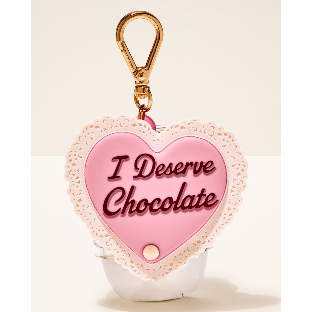 NEW Bath & Body Works I Deserve Chocolate Heart PocketBac Hand Sanitizer Holder